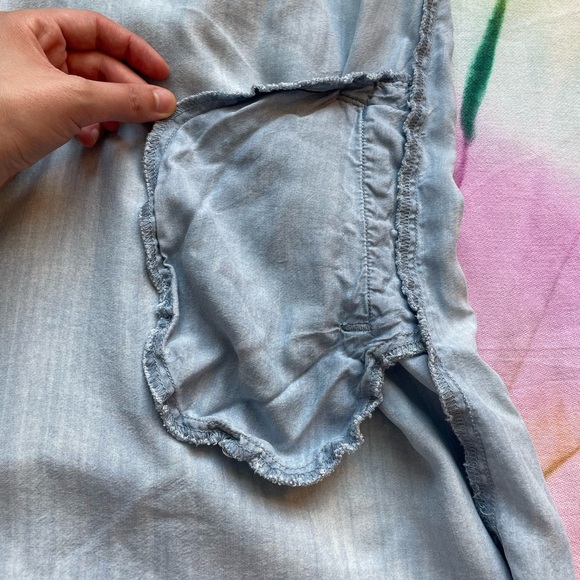 Cloth & Stone Light Wash Denim Sleeveless A-Line V-Neck Shift Dress | Size S - Picture 13 of 13